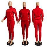 Women Turtleneck Long Sleeve Top leggings Matching Set CN-0070