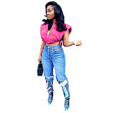 Zip Up Hooded Crop Puffer Vest Jackets ZS-0443