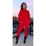 Women Turtleneck Long Sleeve Top leggings Matching Set CN-0070