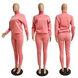 Women Turtleneck Long Sleeve Top leggings Matching Set CN-0070