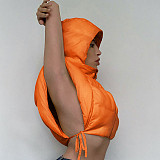 Zip Up Hooded Crop Puffer Vest Jackets ZS-0443
