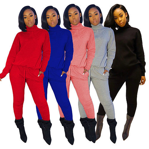 Women Turtleneck Long Sleeve Top leggings Matching Set CN-0070