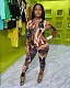 Street Printed Long Sleeves Shirt Skinny Pants 2 Piece Set CN-0065