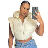Zip Up Hooded Crop Puffer Vest Jackets ZS-0443