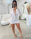 Sexy Backless Hollow Out Long Sleeves Mini Dress Sets MDF-5387