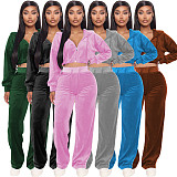 Casual Velvet Zipper Jacket And Straight Pants MOF-6661