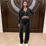 Casual Velvet Zipper Jacket And Straight Pants MOF-6661