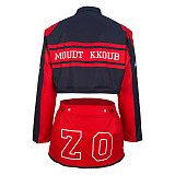 Vintage Women Long Sleeves Buttons Baseball Biker Jacket MDF-5382