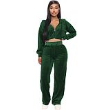 Casual Velvet Zipper Jacket And Straight Pants MOF-6661