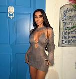 Sexy Backless Hollow Out Long Sleeves Mini Dress Sets MDF-5387