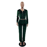 Casual Velvet Zipper Jacket And Straight Pants MOF-6661