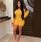 Slash Neck Long Sleeve Backless Sexy Rompers MDF-5359