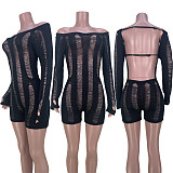Slash Neck Long Sleeve Backless Sexy Rompers MDF-5359