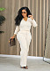 Solid Color Knitted Casual Long Pants Set Two-piece MOF-8933