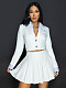 Fashion Women Long Sleeves Blazer And Short Pleated Skirts Sets MDF-5552