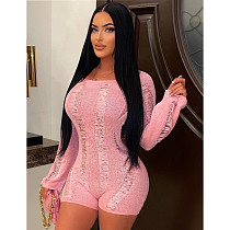 Slash Neck Long Sleeve Backless Sexy Rompers MDF-5359