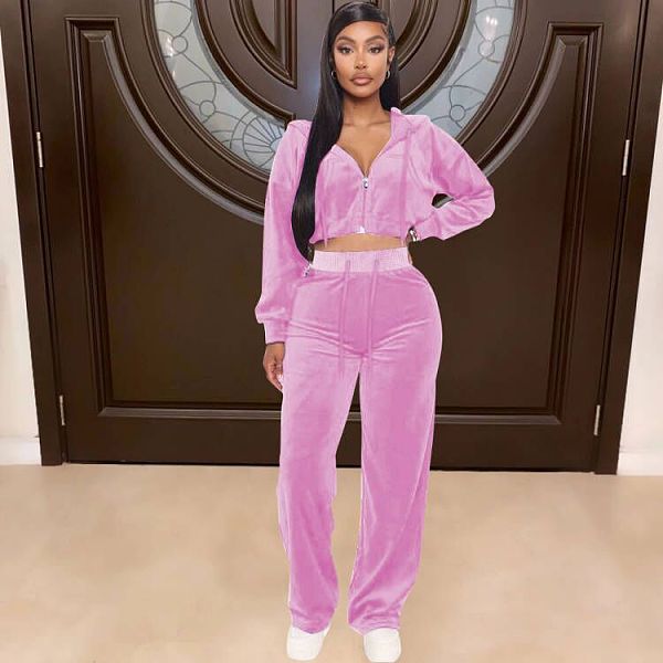 Casual Velvet Zipper Jacket And Straight Pants MOF-6661