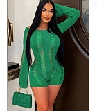 Slash Neck Long Sleeve Backless Sexy Rompers MDF-5359