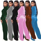 Casual Velvet Zipper Jacket And Straight Pants MOF-6661