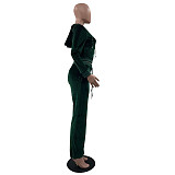 Casual Velvet Zipper Jacket And Straight Pants MOF-6661