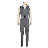 Sexy Women Knit Low-cut Midriff High-waisted Pants Two-piece Set MDF-5508