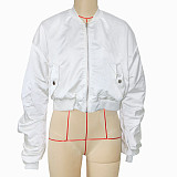 Women's Casual Solid Color Zipper Jacket Baseball Uniform SH-391289