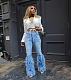 Casual Women High Waist Beaded long-whiskered Jeans OD-8711