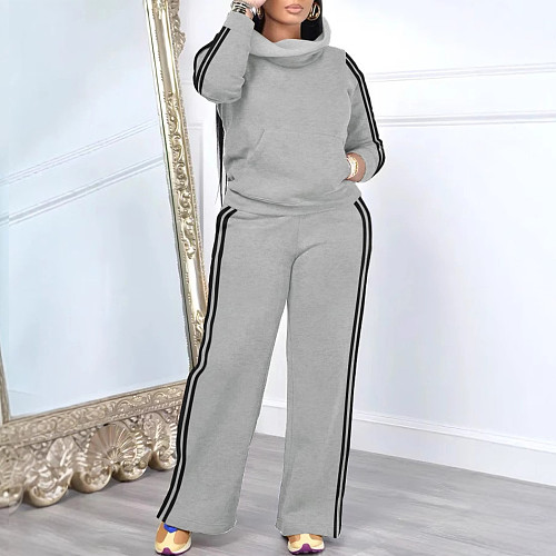 Leisure Women High Collar Hoodie And Long Pants 2 Pieces Sets NY-10952