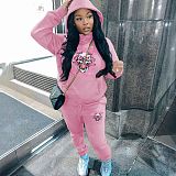 Women's Hoodie Printed Long Sleeve Fleece Tracksuit 2 Pieces Sets DN-5999C6