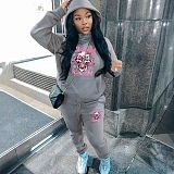 Women's Hoodie Printed Long Sleeve Fleece Tracksuit 2 Pieces Sets DN-5999C6