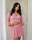 Pink Sweater Women Zipper Hoodies And Mini Skirt Sets TK-6331