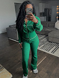 Leisure Women Lapel Collar Zipper Long Sleeve Long Pants 2 Pieces Sets CH-24065