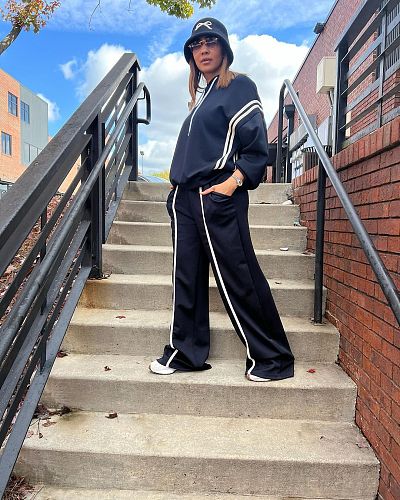 Casual Women Long Sleeve Hoodies And Long Pants Two Pieces Sets NY-10932