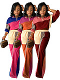 Sportswear Women's Long Sleeve Patchwork Color Two-piece Set CH-24067