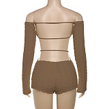 Sexy Backless Off Shoulder Long Sleeves Package Hips Rompers SXE-K24Q57470