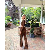 2025 Fashion Girls Square Collar Crop Top And Long Pants 2 Pieces Sets ASL-6703