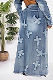 Cross Your Heart Denim Maxi Skirt Set NIYA-8159