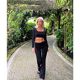 2025 Fashion Girls Square Collar Crop Top And Long Pants 2 Pieces Sets ASL-6703