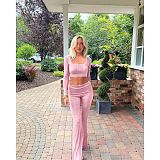 2025 Fashion Girls Square Collar Crop Top And Long Pants 2 Pieces Sets ASL-6703