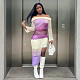 Sexy Strapless Long Sleeves Knitted Split Maxi Dress ZS-0301