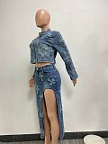 Cross Your Heart Denim Maxi Skirt Set NIYA-8159
