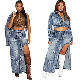 Cross Your Heart Denim Maxi Skirt Set NIYA-8159