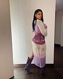 Sexy Strapless Long Sleeves Knitted Split Maxi Dress ZS-0301