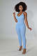 Spaghetti Strap Backless Ribbed Knit Bodycon Jumpsuit LA-3323