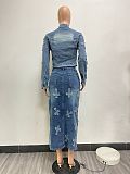 Cross Your Heart Denim Maxi Skirt Set NIYA-8159