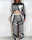 Long Sleeve Short Tshirt Wide Leg Pants Two Piece Set Women SAN-9084