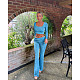 2025 Fashion Girls Square Collar Crop Top And Long Pants 2 Pieces Sets ASL-6703