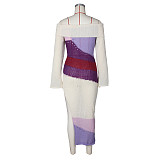 Sexy Strapless Long Sleeves Knitted Split Maxi Dress ZS-0301