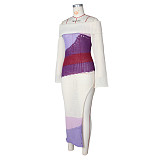 Sexy Strapless Long Sleeves Knitted Split Maxi Dress ZS-0301