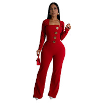 Women's Long Sleeve Wrap Arm Pants Slim Solid Color Rompers BY-7201